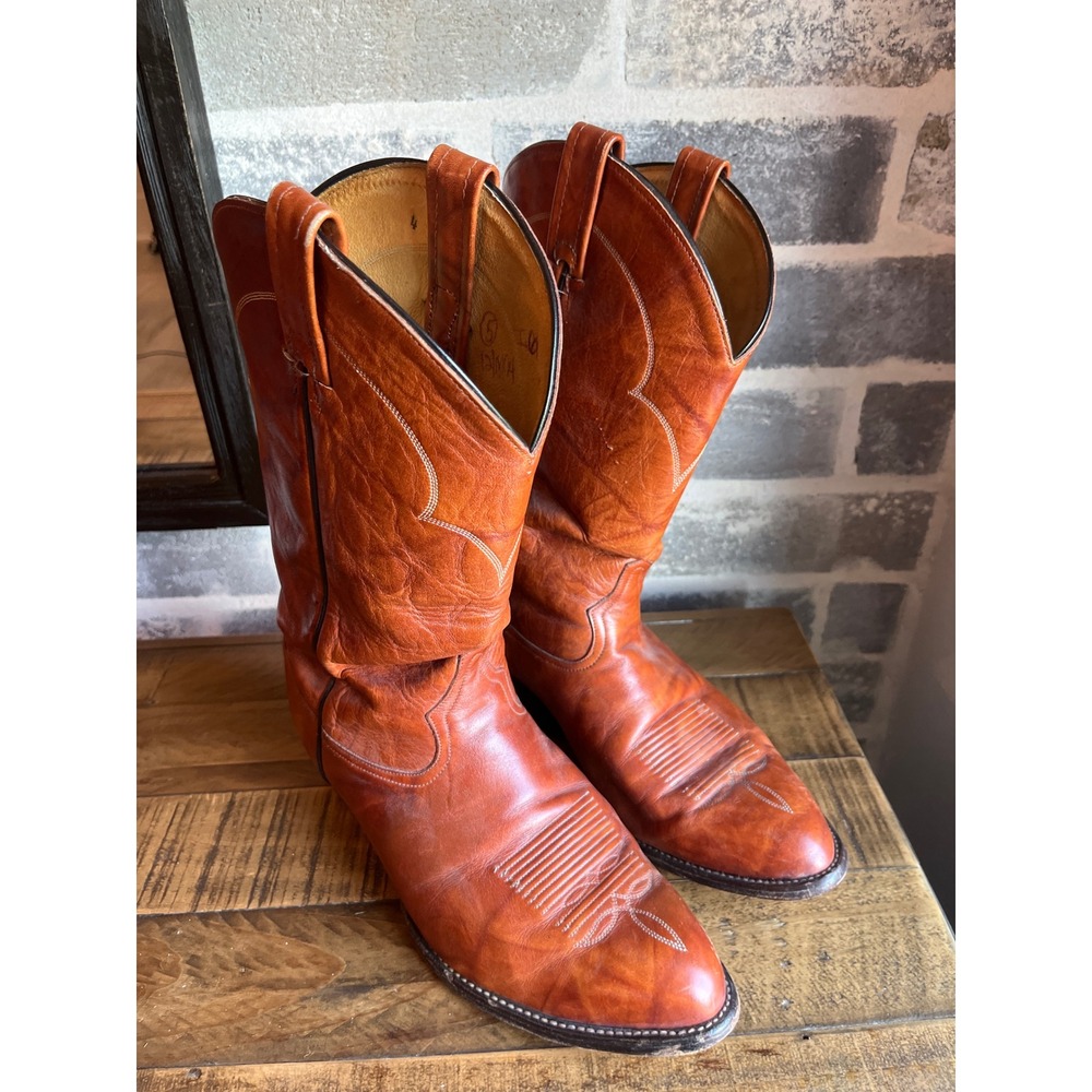 TONY LAMA 5084 Men's Brown Vintage Western Cowboy Boots 10 EEEE USA EUC - Picture 1 of 8
